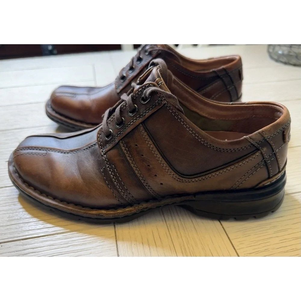 Clarks Touareg Vibe Brown Leather Casual Lace Up Oxford Shoes Men Sz 9 M‎ Preppy